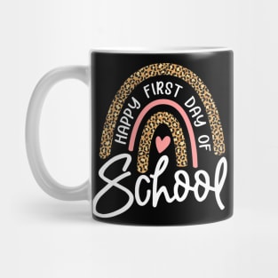 Happy First Day of School Leopard Rainbow Back To School Mug